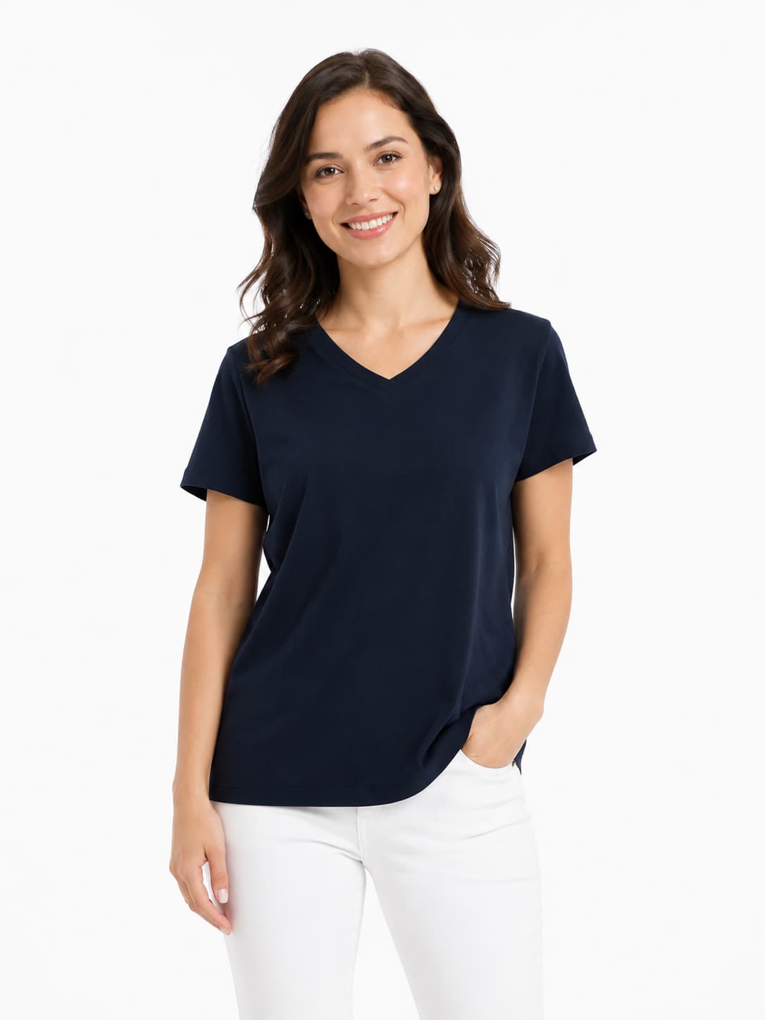 tricou-albastru-uniton-decolteu-v-bumbac-lycra-dama-bumbacel