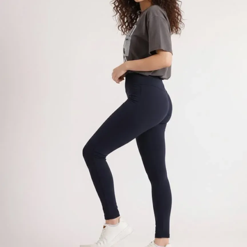 leggings dama albastre bumbac lycra talie elastica Bumbacel Moldova