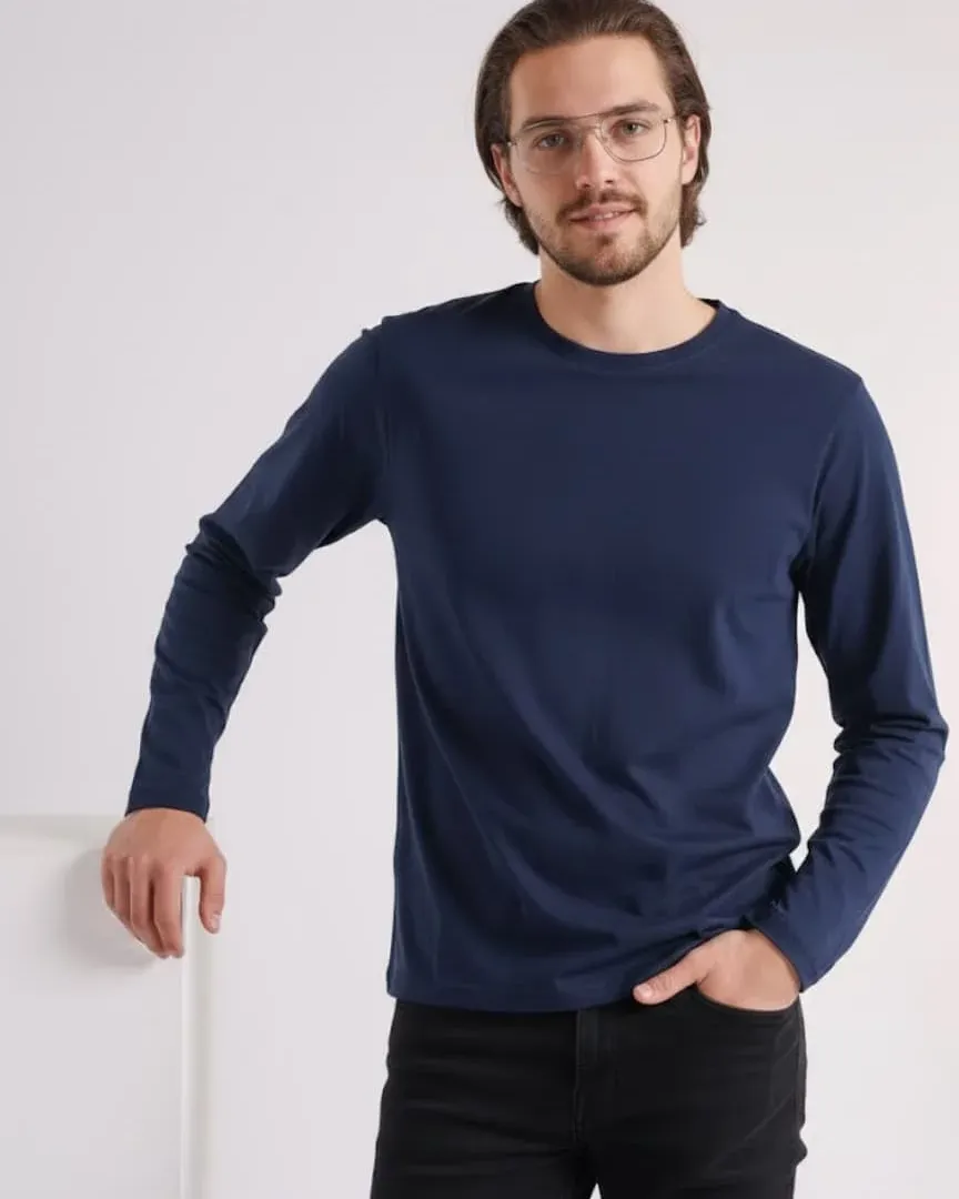 Maletă bărbat albastru uniton 100% bumbac, mânecă lungă, S–3XL – Bumbăcel Moldova