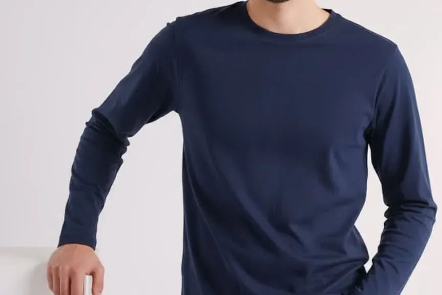 Maletă bărbat albastru uniton 100% bumbac, mânecă lungă, S–3XL – Bumbăcel Moldova
