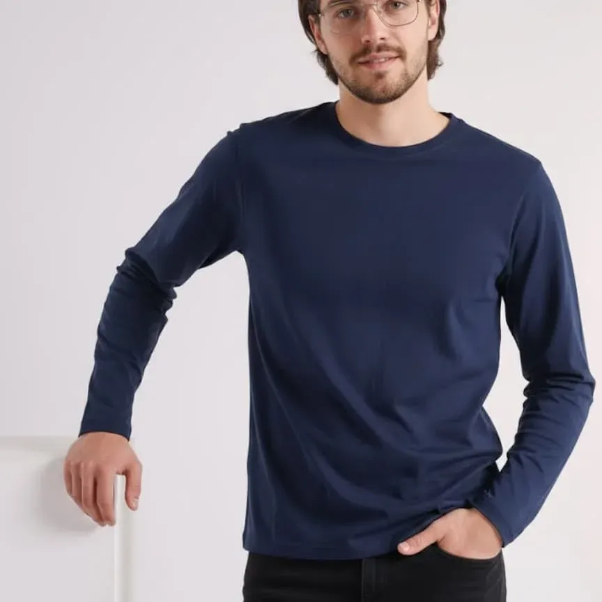 Maletă bărbat albastru uniton 100% bumbac, mânecă lungă, S–3XL – Bumbăcel Moldova