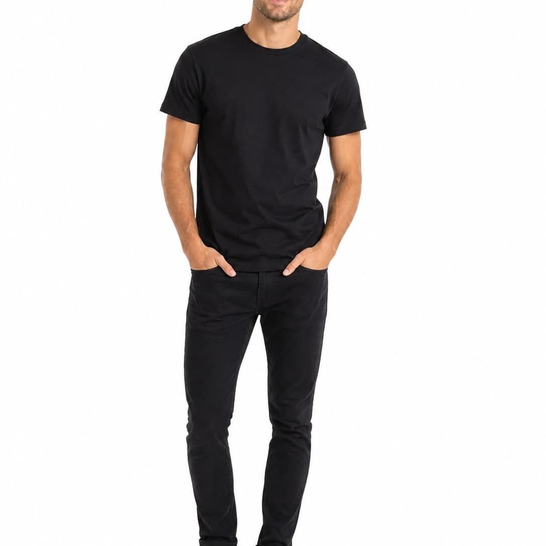 Tricou bărbat negru uniton 100% bumbac cu decolteu rotund
