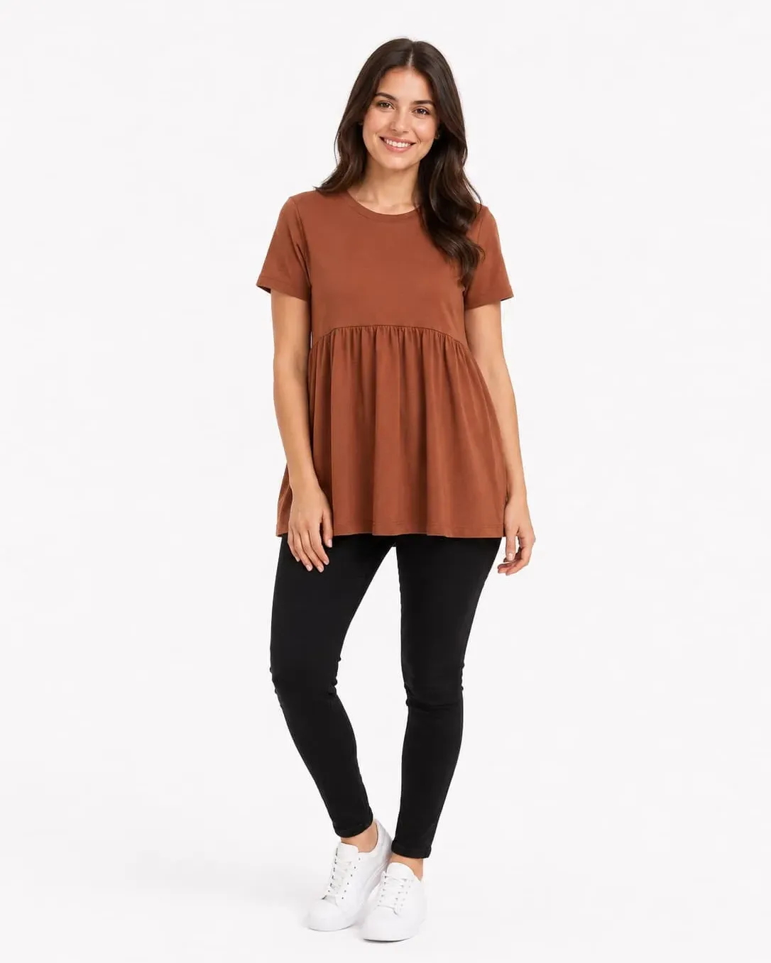Tricou damă maro uniton din 100% bumbac, XS–XL – Bumbăcel Moldova