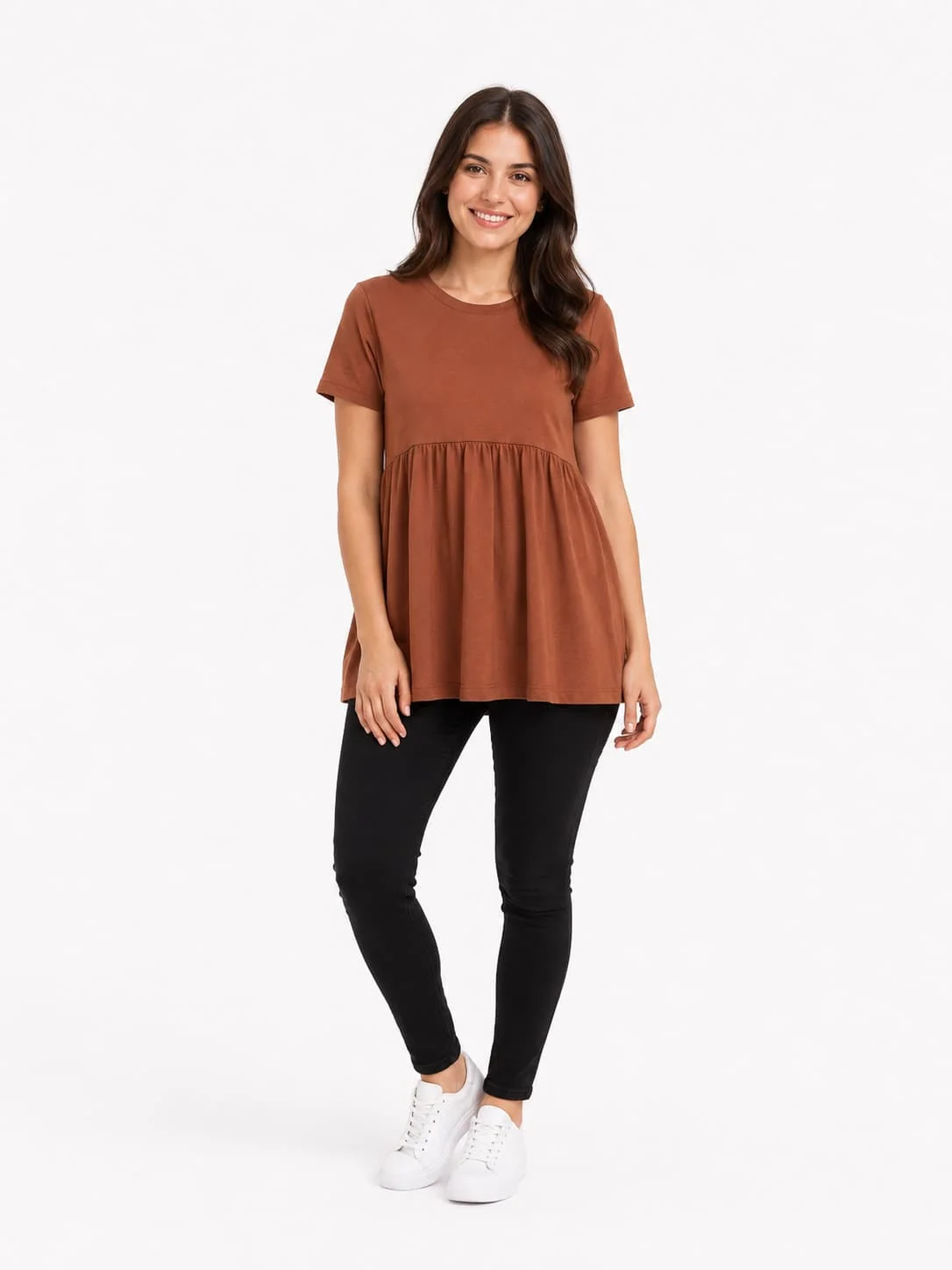 Tricou damă maro uniton din 100% bumbac, XS–XL – Bumbăcel Moldova