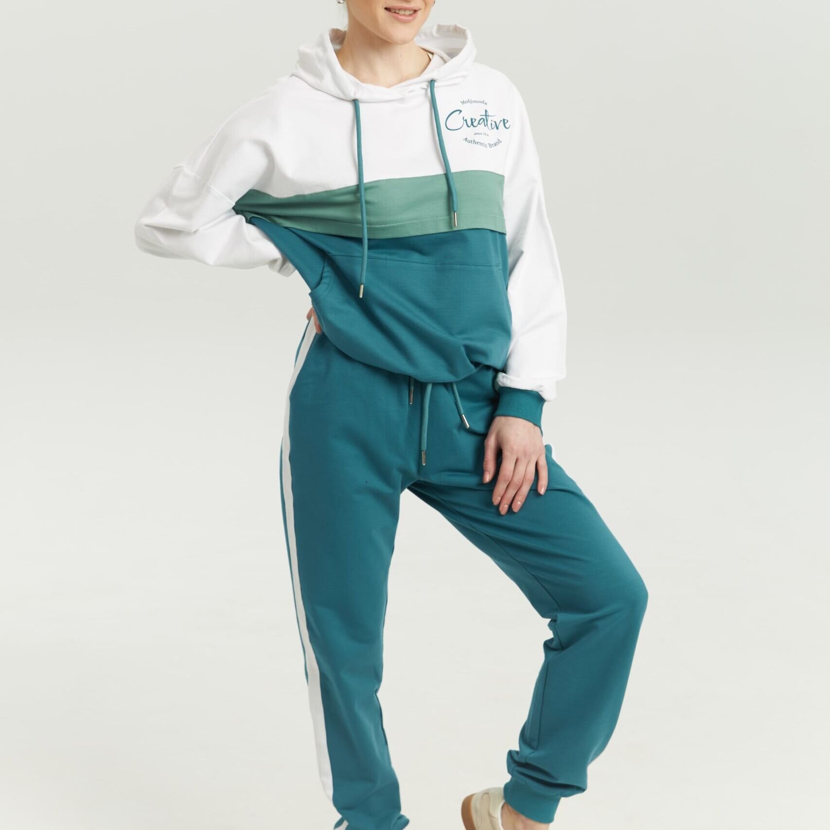 trening dama albastru gluga manseta elastica bumbac lycra m xxl Bumbacel