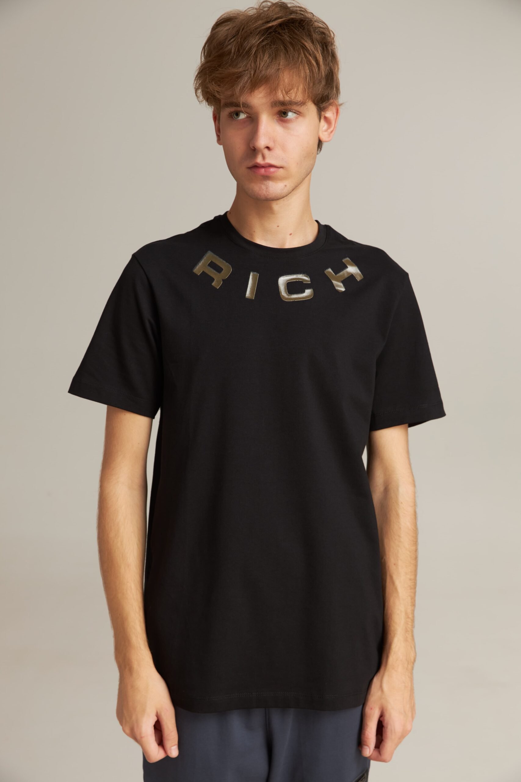 tricou barbati cu imprimeu negru bumbac lycra colectie noua Bumbacel