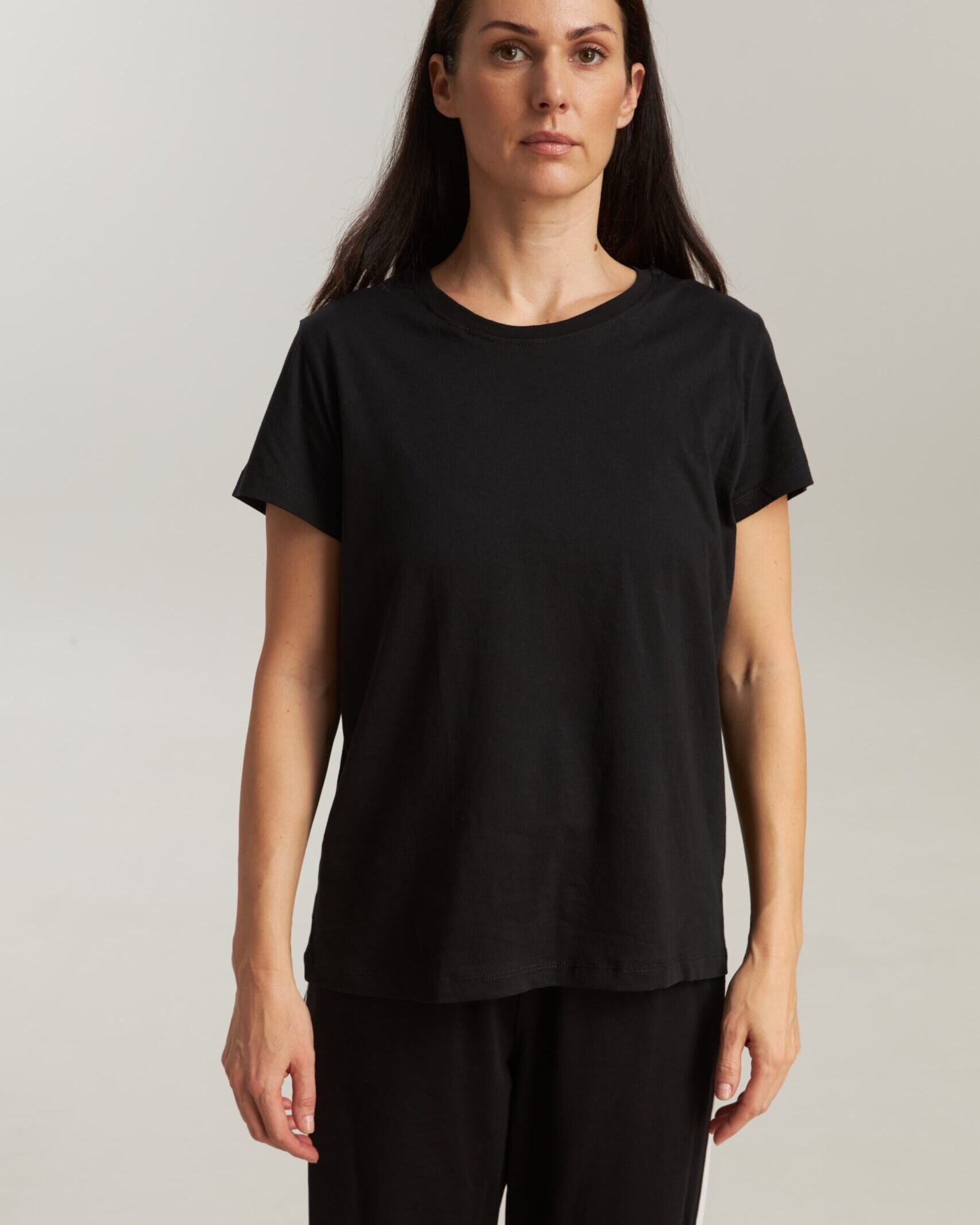 tricou negru dama bumbac eco vedere spate simplu Bumbacel