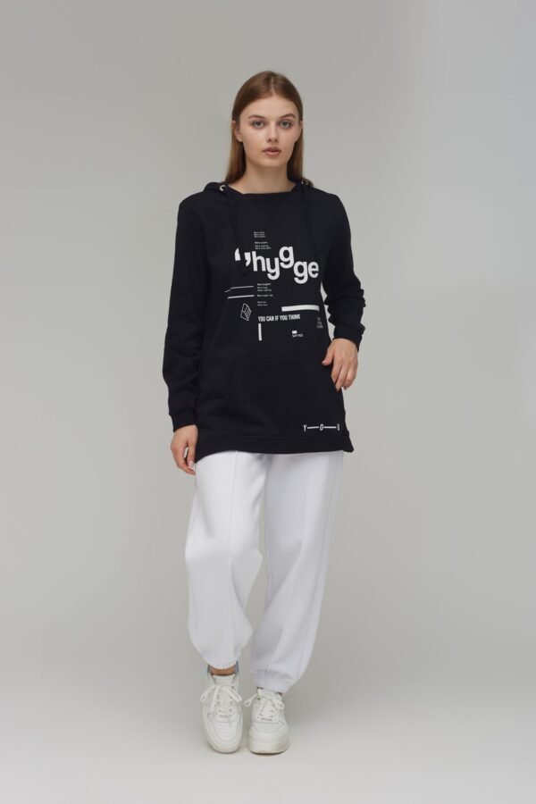 Hanorac damă cu glugă și imprimeu din bumbac