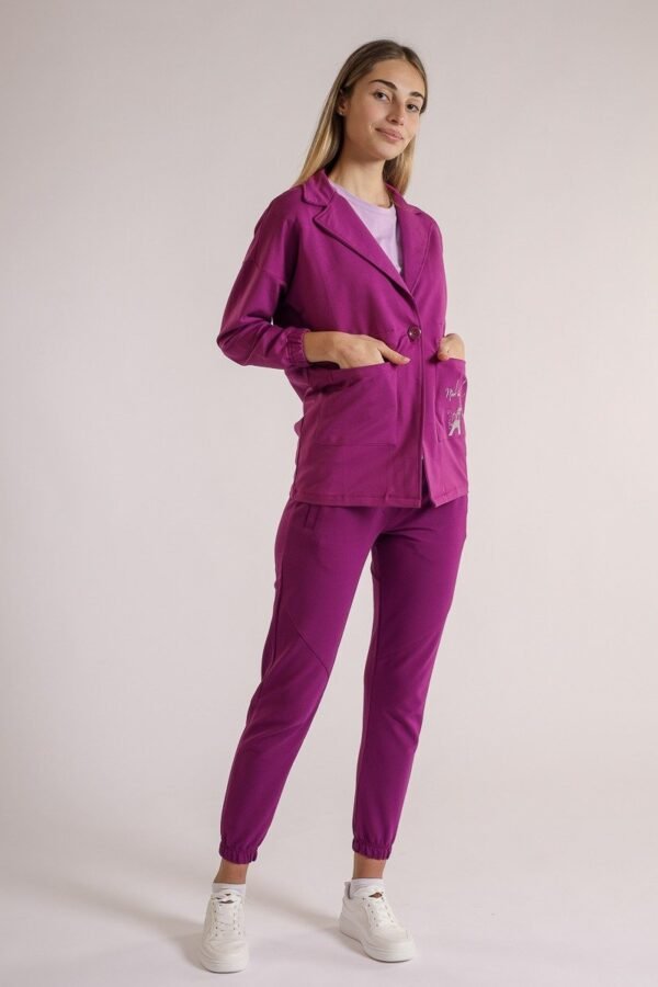 Cardigan damă cu imprimeu și nasturi fără glugă