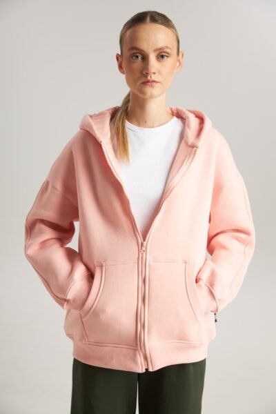 Hanorac damă cu fermoar și glugă