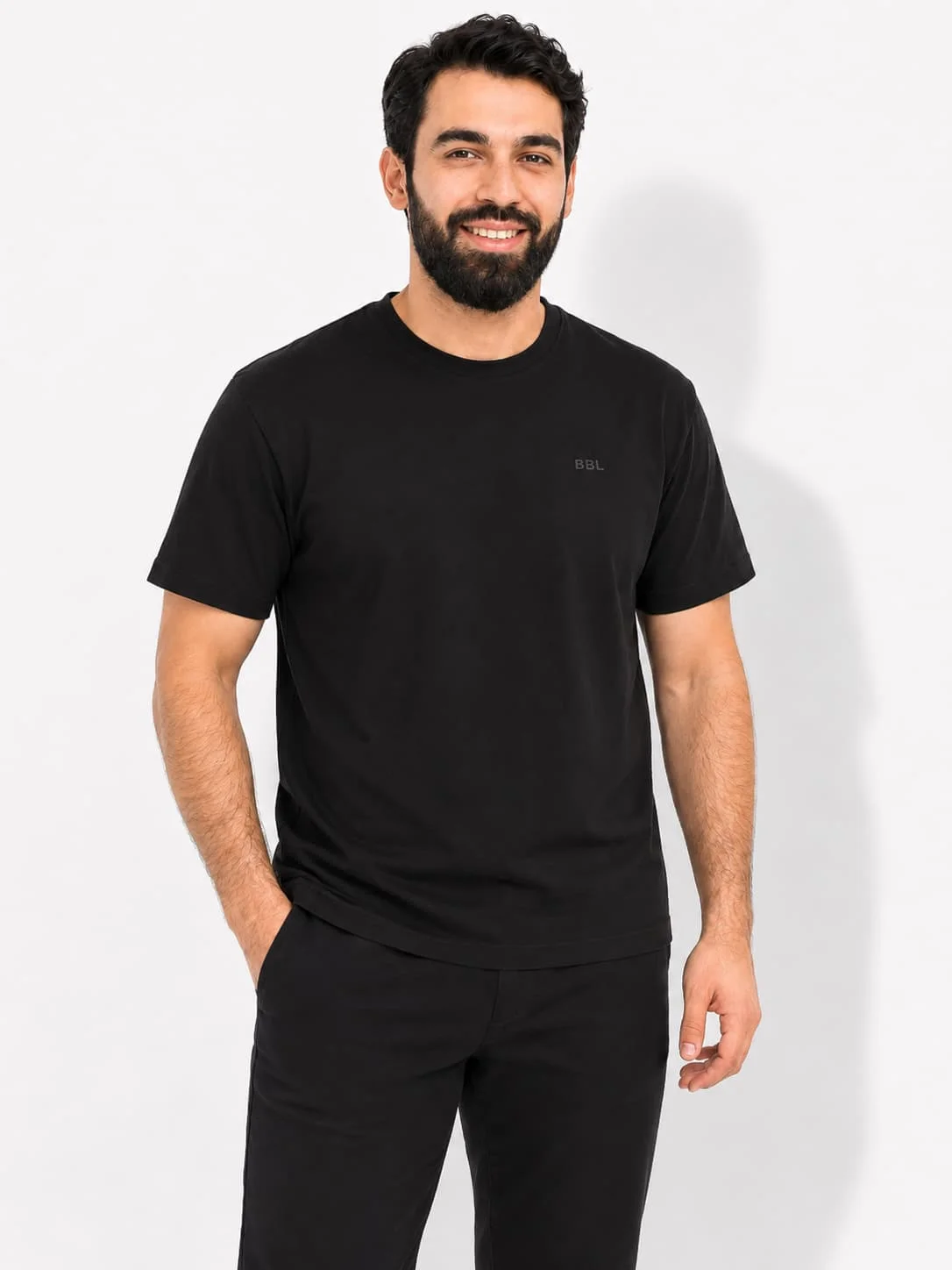 Tricou bărbați negru cu imprimeu din 100% bumbac natural, S–XL – Bumbăcel Moldova