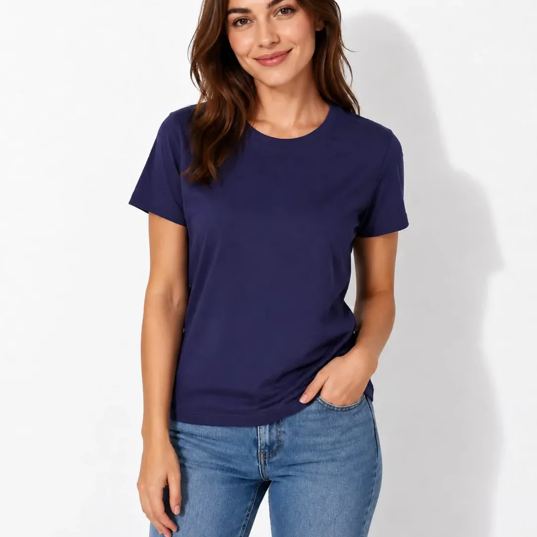 Tricou damă violet casual uniton din bumbac cu elastan, S–3XL – Bumbăcel Moldova