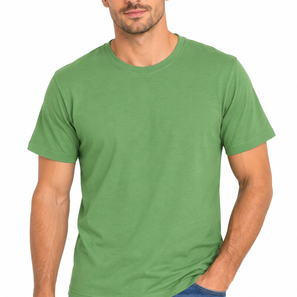 Tricou bărbați verde uniton din bumbac 100%, M-3XL – Bumbăcel Moldova (vedere frontală)